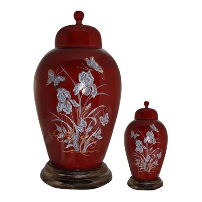 Iris Red Ceramic Cremation Urns